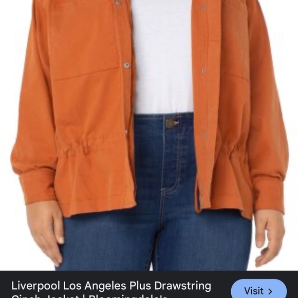 Liverpool Los Angeles Orange Zipper Drawstring Cinch Canvas Jacket - Picture 3 of 13
